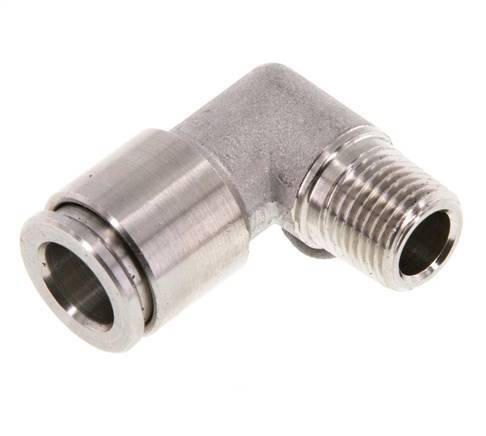 8mm x R1/8'' 90deg Elbow Push-in Fitting with Male Threads Stainless Steel FKM