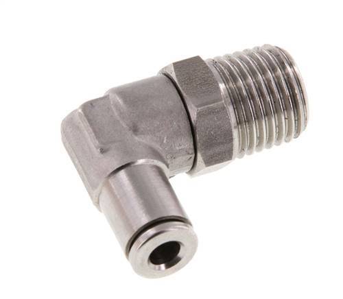 4mm x R1/4'' 90 graden L-verbinding RVS Insteekfitting Buitendraad Draaibaar FKM