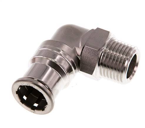 16mm x R1/2'' 90 graden L-verbinding RVS Insteekfitting Buitendraad Draaibaar FKM