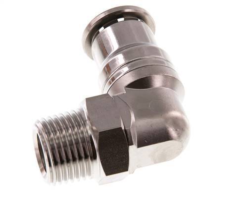 16mm x R1/2'' 90 graden L-verbinding RVS Insteekfitting Buitendraad Draaibaar FKM