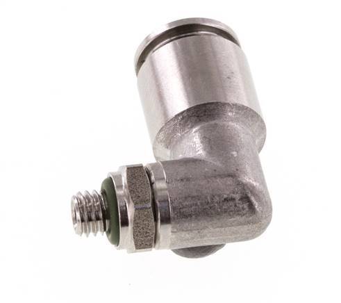 6mm x M 5 90 graden L-verbinding RVS Insteekfitting Buitendraad Draaibaar FKM