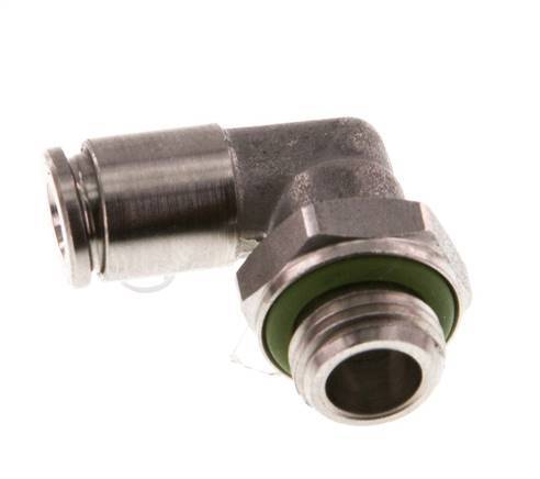4mm x G1/8'' 90 graden L-verbinding RVS Insteekfitting Buitendraad Draaibaar FKM