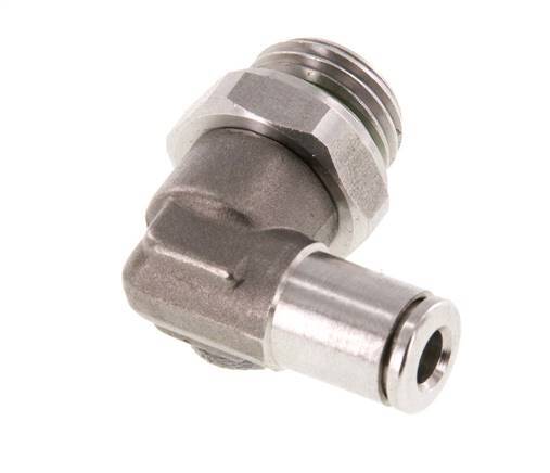 4mm x G1/4'' 90 graden L-verbinding RVS Insteekfitting Buitendraad Draaibaar FKM