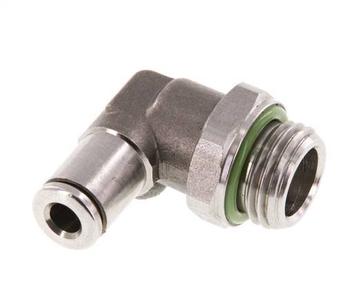 4mm x G1/4'' 90 graden L-verbinding RVS Insteekfitting Buitendraad Draaibaar FKM