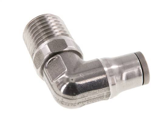 6mm x 1/4'' NPT 90 graden L-verbinding RVS Insteekfitting Buitendraad Draaibaar FKM