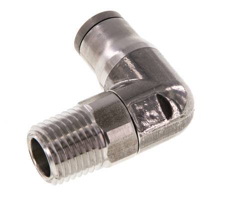 8mm x 1/4'' NPT 90 graden L-verbinding RVS Insteekfitting Buitendraad Draaibaar FKM