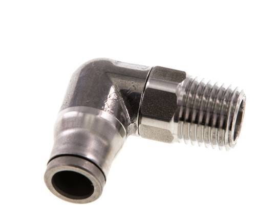 8mm x 1/4'' NPT 90 graden L-verbinding RVS Insteekfitting Buitendraad Draaibaar FKM