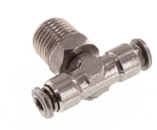 4mm x R1/4'' inline T-stuk RVS Insteekfitting Buitendraad Draaibaar FKM