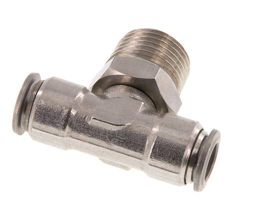 10mm x R1/2'' inline T-stuk RVS Insteekfitting Buitendraad Draaibaar FKM