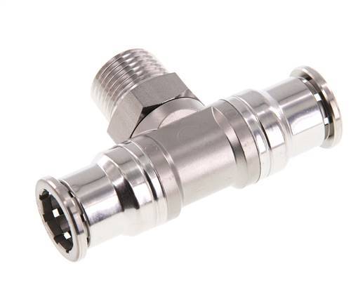 16mm x R1/2'' inline T-stuk RVS Insteekfitting Buitendraad Draaibaar FKM