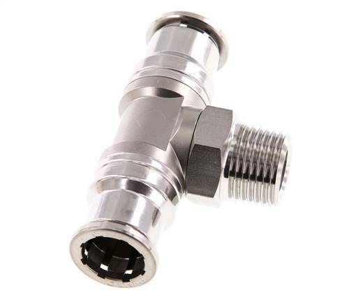 16mm x R1/2'' inline T-stuk RVS Insteekfitting Buitendraad Draaibaar FKM