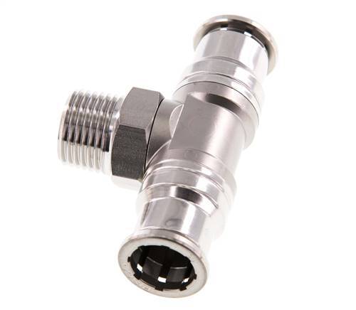 16mm x R1/2'' inline T-stuk RVS Insteekfitting Buitendraad Draaibaar FKM