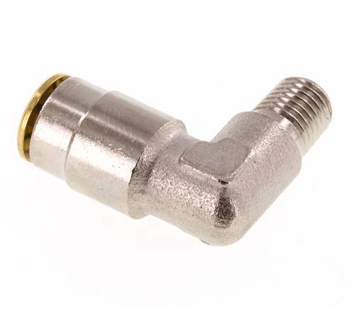 6mm x M 8 x 1 (conical) 90 graden L-verbinding Messing Insteekfitting Buitendraad Hoge Druk NBR [2 Stuks]
