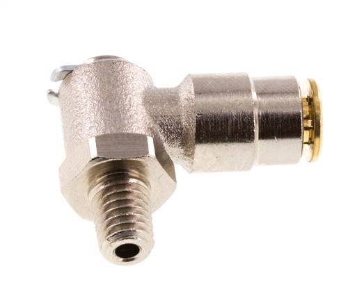 4mm x M 6 (conical) 90 graden L-verbinding Messing Insteekfitting Buitendraad DraaibaarHoge Druk NBR
