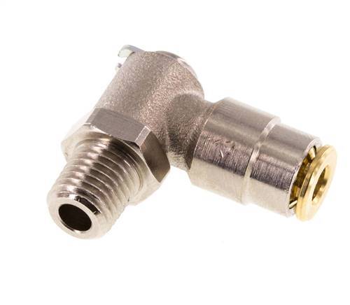 4mm x M 8 x 1 (conical) 90 graden L-verbinding Messing Insteekfitting Buitendraad DraaibaarHoge Druk NBR
