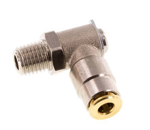 4mm x M 8 x 1 (conical) 90 graden L-verbinding Messing Insteekfitting Buitendraad DraaibaarHoge Druk NBR