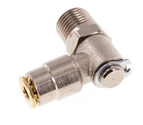 4mm x M 10 x 1 (conical) 90 graden L-verbinding Messing Insteekfitting Buitendraad DraaibaarHoge Druk NBR