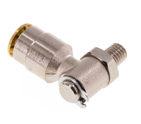 6mm x M 6 (conical) 90 graden L-verbinding Messing Insteekfitting Buitendraad DraaibaarHoge Druk NBR