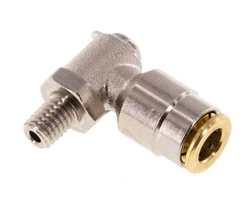 6mm x M 6 (conical) 90 graden L-verbinding Messing Insteekfitting Buitendraad DraaibaarHoge Druk NBR