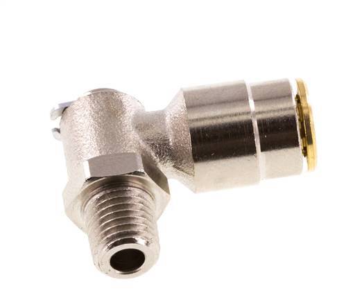 6mm x M 8 x 1 (conical) 90 graden L-verbinding Messing Insteekfitting Buitendraad DraaibaarHoge Druk NBR