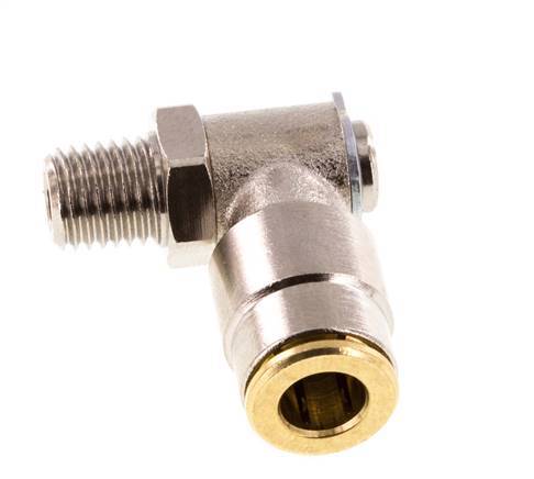 6mm x M 8 x 1 (conical) 90 graden L-verbinding Messing Insteekfitting Buitendraad DraaibaarHoge Druk NBR