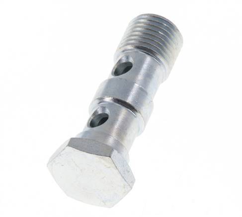 2-way zinc plated Steel Banjo Bolt with G1/4'' Male Threads L41.5mm [2 Pieces]