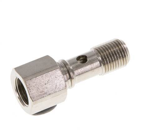 Banjobout 1-weg Vernikkeld Messing G1/8'' Buiten- en Binnendraad 24mm [2 Stuks]