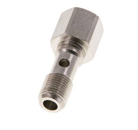 Banjobout 1-weg Vernikkeld Messing G1/8'' Buiten- en Binnendraad 24mm [2 Stuks]