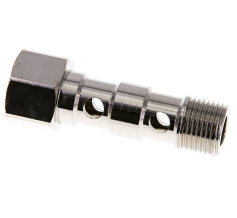 Banjobout 2-weg Vernikkeld Messing G1/2'' Buiten- en Binnendraad 62.5mm