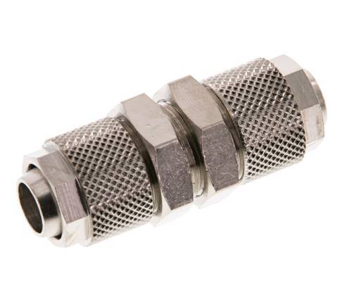 12x10 Nickel plated Brass Straight Push-on Fitting Bulkhead