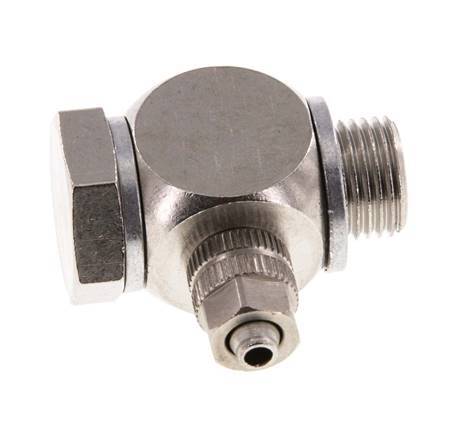 4.3x3 & G1/8'' Nickel plated Brass Banjo Push-on Fitting with Male Threads with O-ring Rotatable [10 Pieces]
