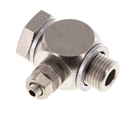 4.3x3 & G1/8'' Nickel plated Brass Banjo Push-on Fitting with Male Threads with O-ring Rotatable [10 Pieces]