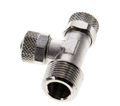 8x6 & R3/8'' Vernikkeld Messing T-Opsteekkoppeling Buitendraad