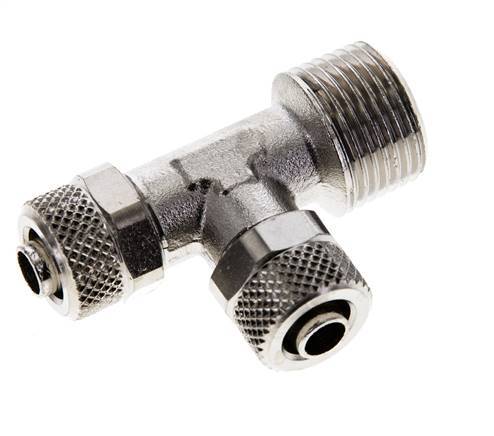 8x6 & R3/8'' Vernikkeld Messing T-Opsteekkoppeling Buitendraad