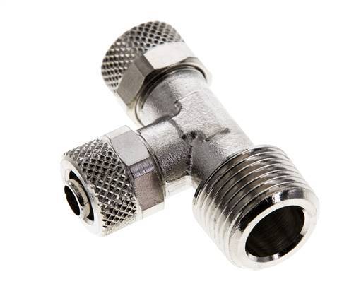 8x6 & R3/8'' Vernikkeld Messing T-Opsteekkoppeling Buitendraad