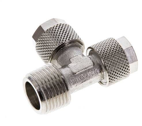 10x8 & R3/8'' Vernikkeld Messing T-Opsteekkoppeling Buitendraad