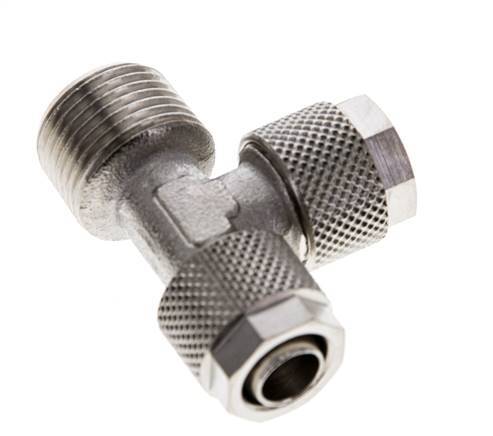 10x8 & R3/8'' Vernikkeld Messing T-Opsteekkoppeling Buitendraad