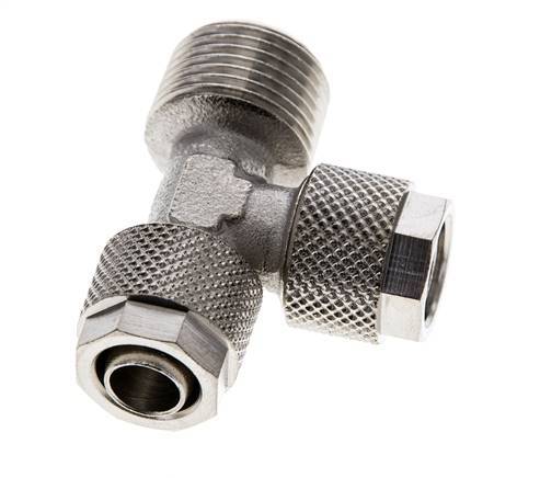 10x8 & R3/8'' Vernikkeld Messing T-Opsteekkoppeling Buitendraad