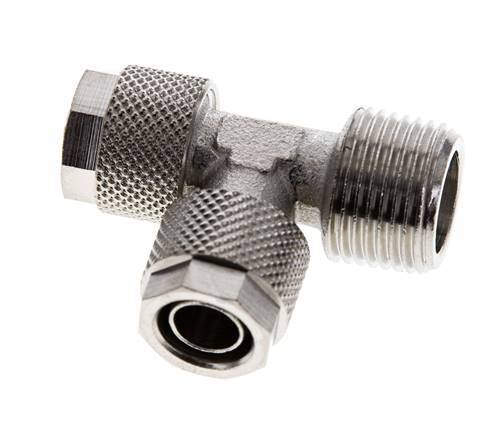 10x8 & R3/8'' Vernikkeld Messing T-Opsteekkoppeling Buitendraad