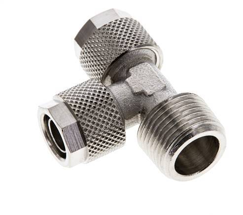 10x8 & R3/8'' Vernikkeld Messing T-Opsteekkoppeling Buitendraad