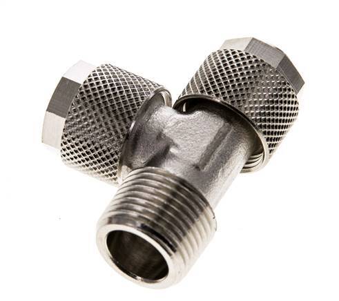 12x10 & R3/8'' Vernikkeld Messing T-Opsteekkoppeling Buitendraad