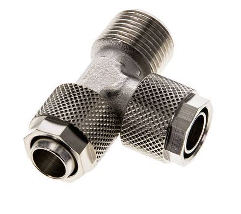 12x10 & R3/8'' Vernikkeld Messing T-Opsteekkoppeling Buitendraad