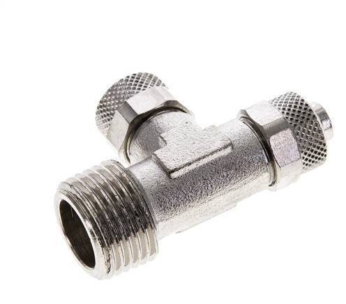 10x8 & R1/2'' Vernikkeld Messing T-Opsteekkoppeling Buitendraad