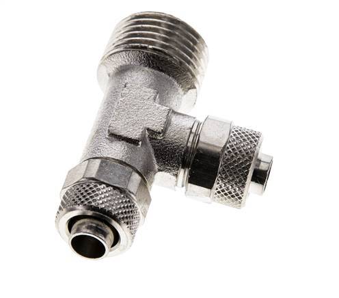 10x8 & R1/2'' Vernikkeld Messing T-Opsteekkoppeling Buitendraad