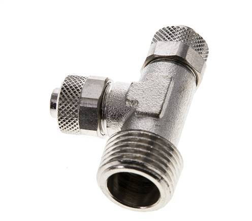 10x8 & R1/2'' Vernikkeld Messing T-Opsteekkoppeling Buitendraad