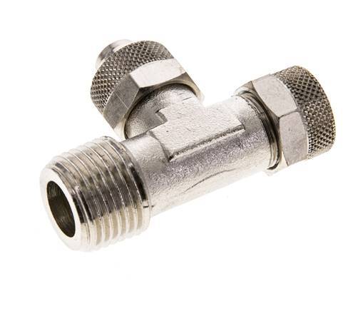 12x10 & R1/2'' Vernikkeld Messing T-Opsteekkoppeling Buitendraad