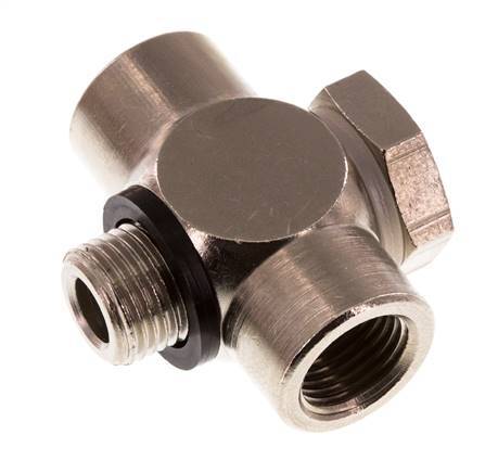 G1/8" Vernikkeld Messing Tee Banjo Fitting met Binnen- en Buitendraad met O-ring [10 stuks].