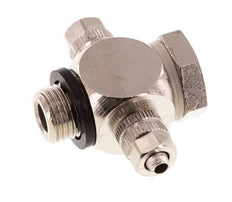 4.3x3 & G1/8" Vernikkeld Messing Banjo Tee Opsteek Fitting met O-ring [10 stuks].