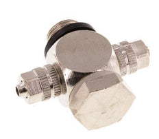 4.3x3 & G1/8" Vernikkeld Messing Banjo Tee Opsteek Fitting met O-ring [10 stuks].