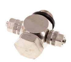 4.3x3 & G1/8" Vernikkeld Messing Banjo Tee Opsteek Fitting met O-ring [10 stuks].